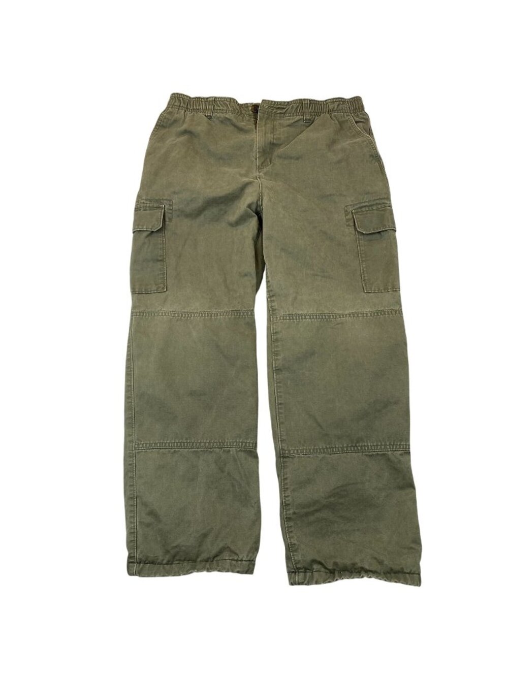 Lands End Womens Cargo Pants Sz 20H Striped Lined Wide Leg Relaxed Elastic Waist